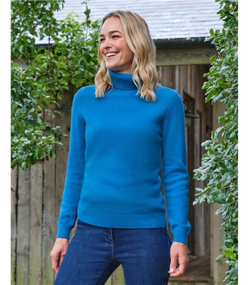 Rollkragenpullover aus Lammwolle für Damen