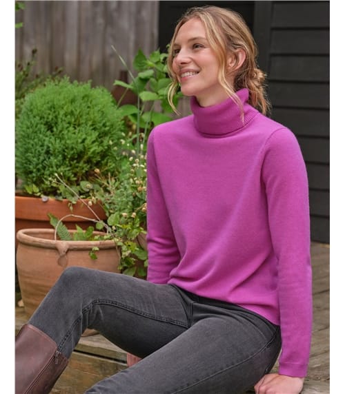 Cashmere and Merino Fitted Polo Neck Knitted Jumper