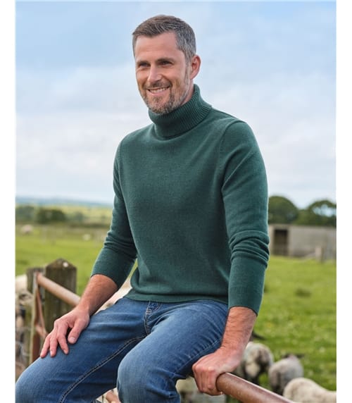 Cashmere and Merino Polo Neck Jumper