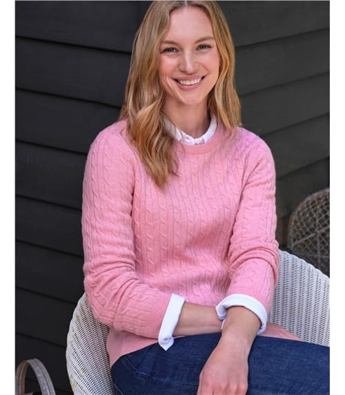 Cashmere Merino Cable Crew Neck Jumper