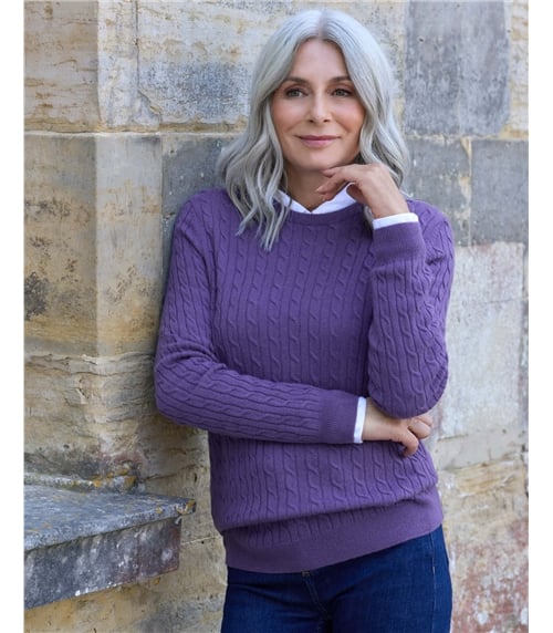 Cashmere Merino Cable Crew Neck Jumper
