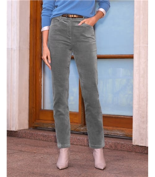 Washed Velvet Straight Leg Trousers