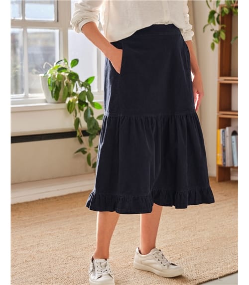 Milou Organic Cotton Corduroy Tiered Midi Skirt
