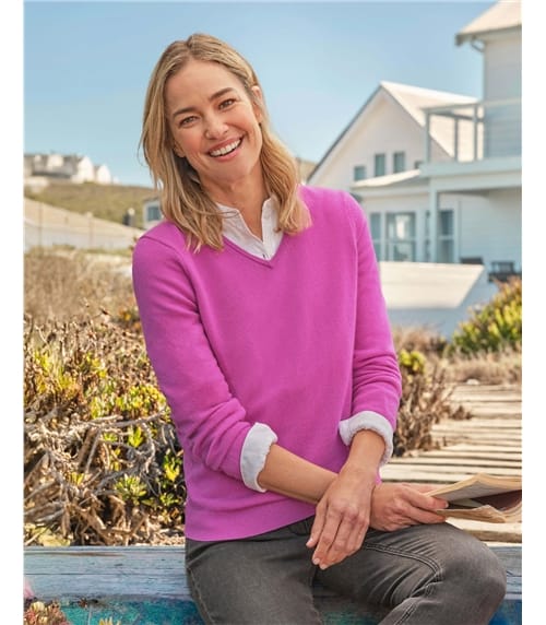 Cashmere & Merino V Neck Knitted Jumper