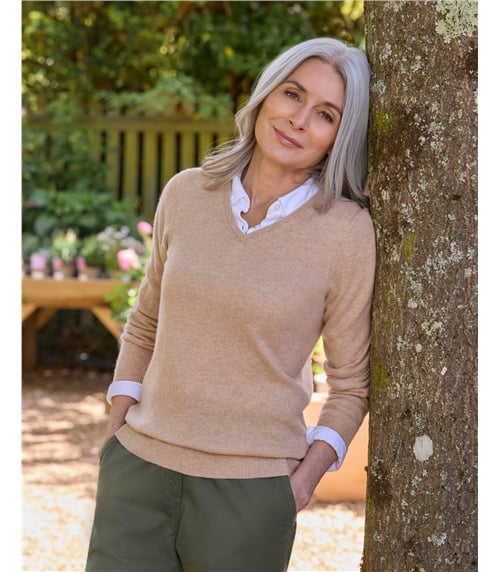Cashmere & Merino V Neck Knitted Jumper