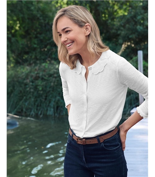 Petal Collar Jersey Top