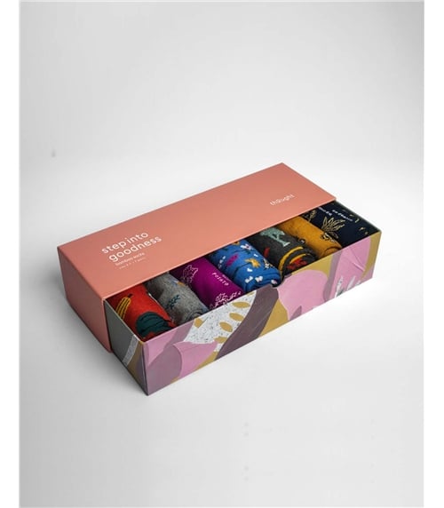 Womens Ginney Patterned 7 Pack Sock Gift Box