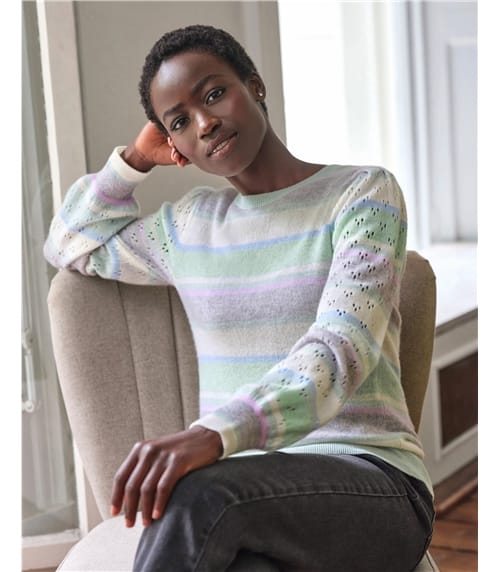 Gassato Stripe Sweater With Pointelle Sleeve