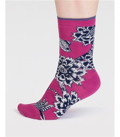Ladies Freja Organic Cotton Abstract Flower Socks