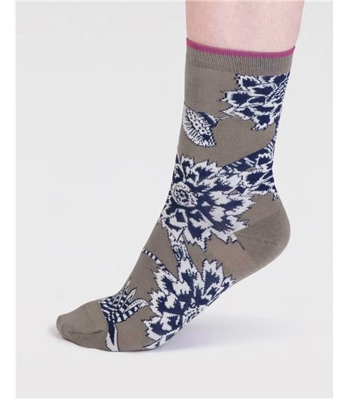 Ladies Freja Organic Cotton Abstract Flower Socks
