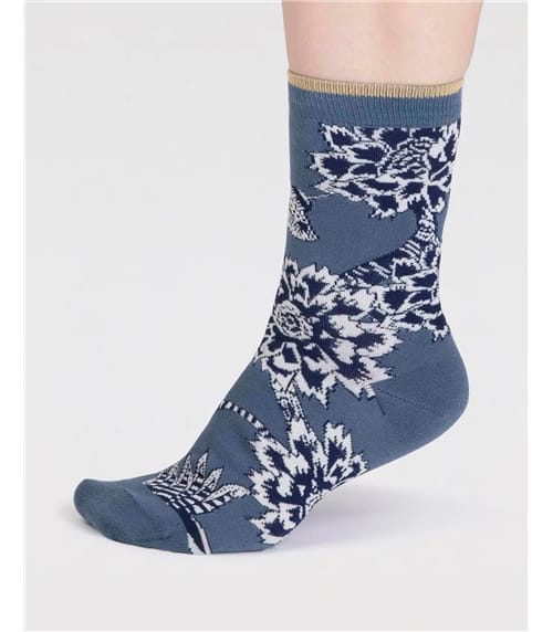 Ladies Freja Organic Cotton Abstract Flower Socks