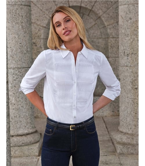 Pleat Front Cotton Shirt