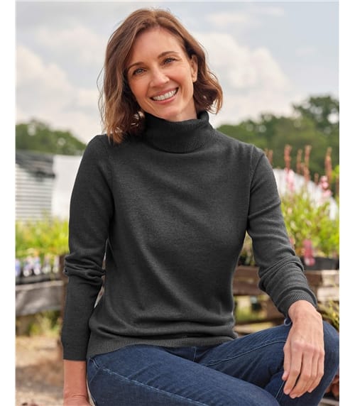 Cashmere and Merino Fitted Polo Neck Knitted Jumper