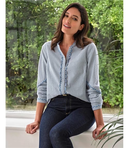 Stripe Embroidered Shirt