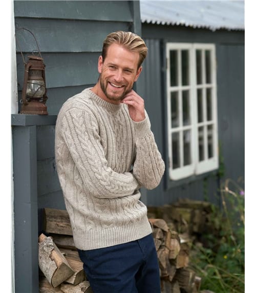 Pullover mit Aranmuster aus reiner Wolle für Herren