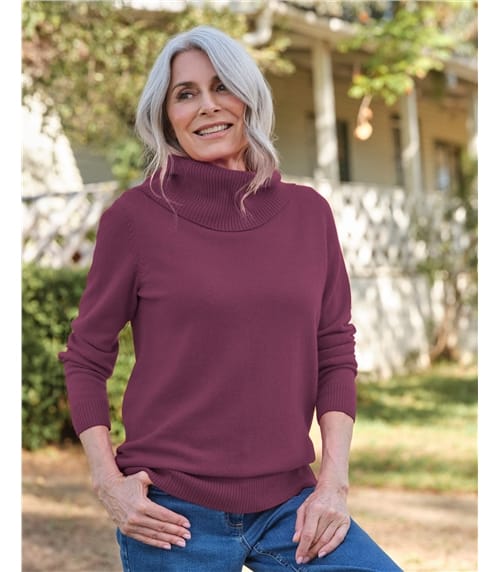 Cashmere And Merino Long Sleeve Cowl Neck Jumper