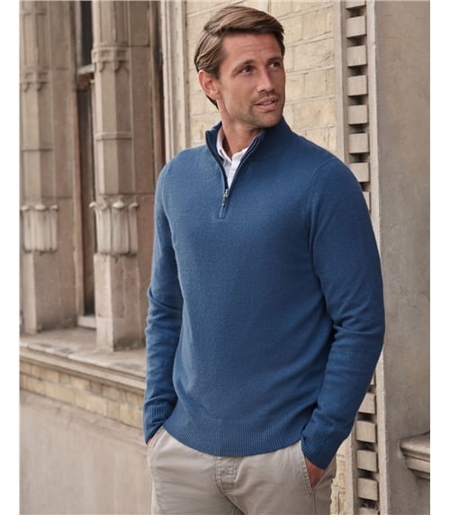 Mens Cashmere Zip Neck Sweater