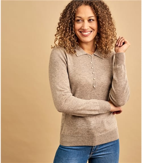 Женский пуловер с воротником из кашемира и шерсти мериноса