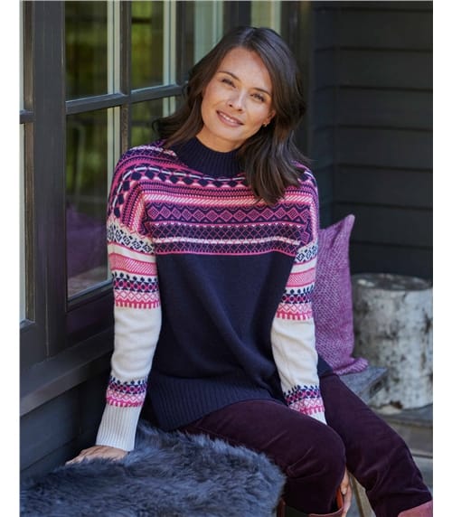 Reverse Color Fairisle Yoke Sweater