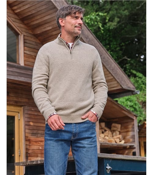Pull à encolure zippée - Homme -Laine d’agneau certifiée 100% RWS