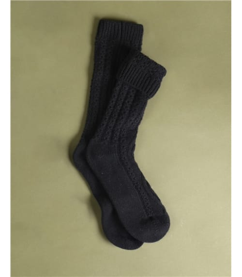 Herrensocken aus Lammwolle mit Kabelmuster