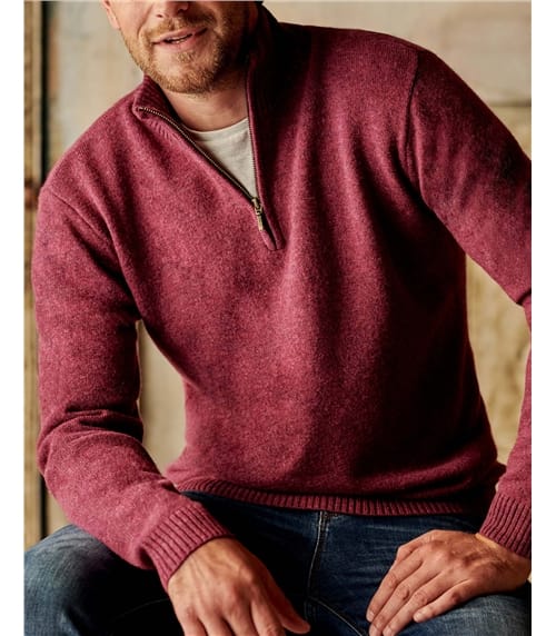 Mens Lambswool Zip Neck Sweater