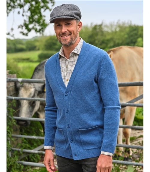 Mens Lambswool V Neck Cardigan