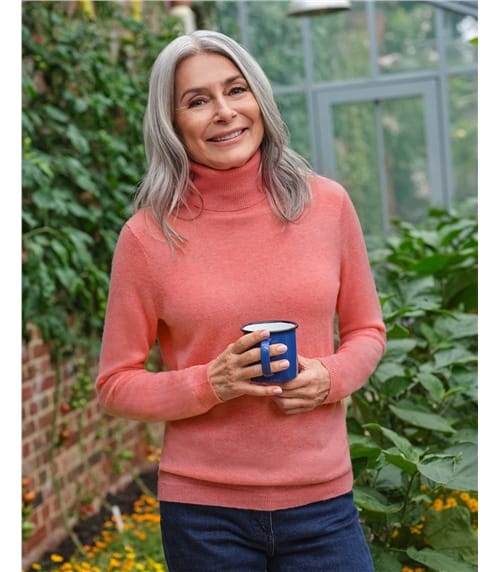 Pull à col roulé ajusté - Femme - Cachemire & mérinos