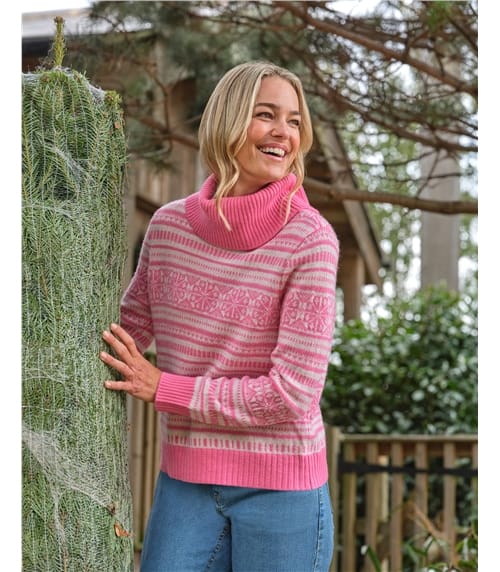 Fair-Isle-Pullover mit weitem Rollkragen