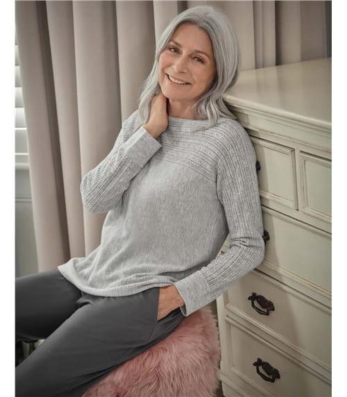Boat Neck Pointelle Cashmere Merino Jumper