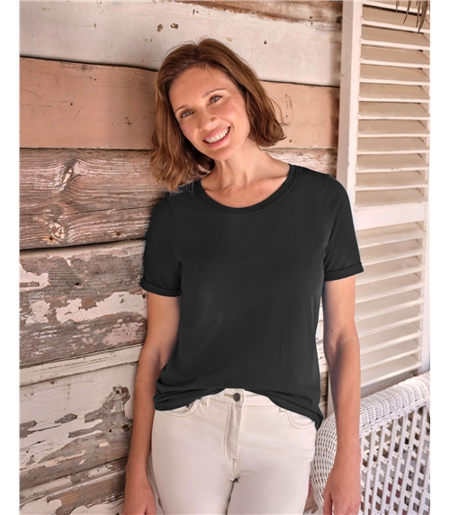 Shirt mit tiefem Ausschnitt aus Bio-Baumwolle