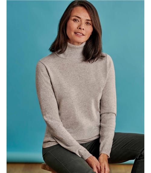 Cashmere and Merino Fitted Polo Neck Knitted Jumper