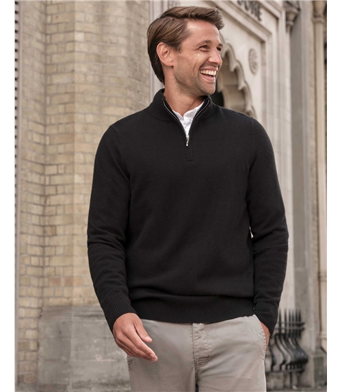 Mens Cashmere Zip Neck Sweater