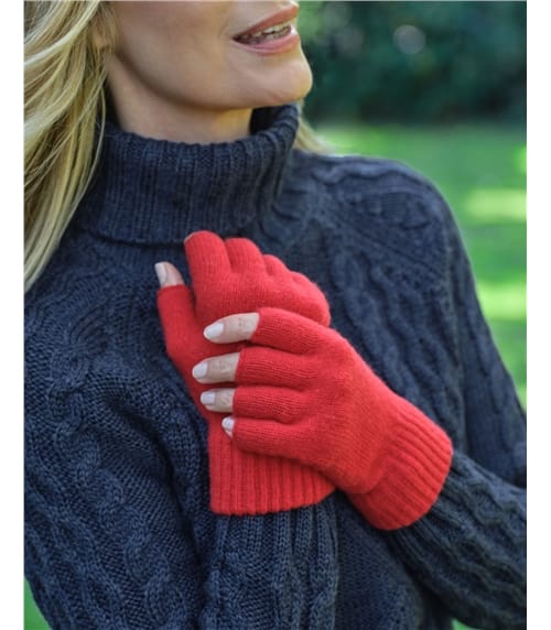 Fingerlose Handschuhe aus Lammwolle für Damen