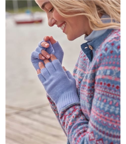 Fingerlose Handschuhe aus Lammwolle für Damen