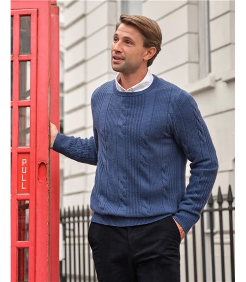 Wool Cashmere Cable Crew Jumper