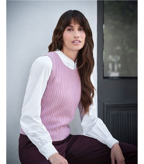 Wool Cashmere Stitch Interest Tank