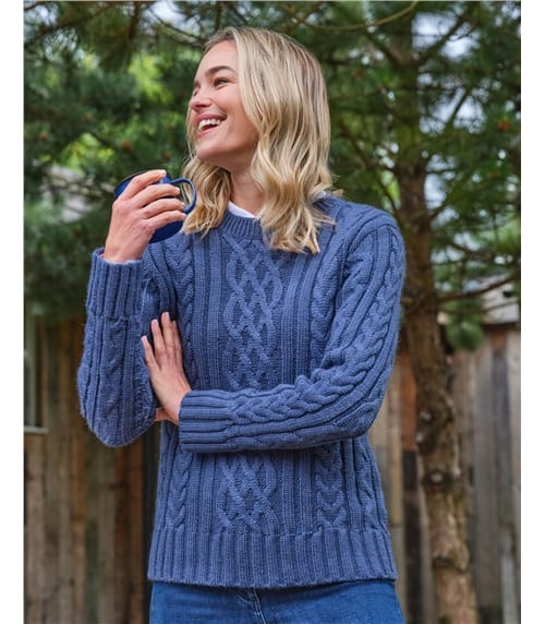 Pull irlandais à col rond - Femme - Pure Laine