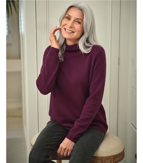 Luxuriöser Stehkragenpullover aus reinem Kaschmir