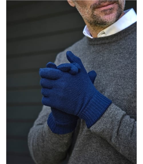 Mens Pure Cashmere Ribbed Gloves