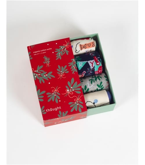 Christmas Celebration Bamboo Gift Box of 4 Socks
