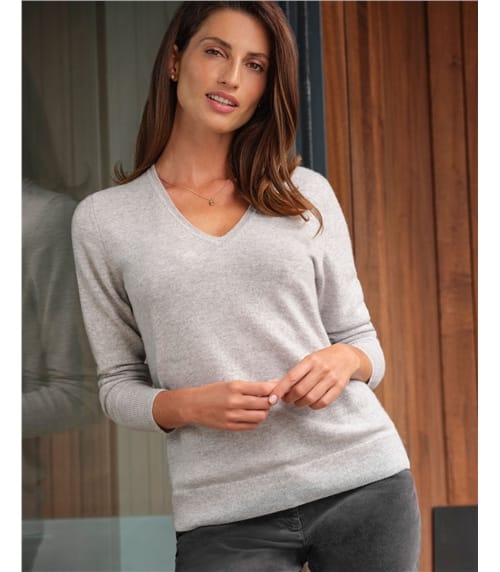 Kaschmirpullover mit V-Ausschnitt