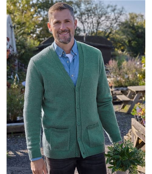 Mens Lambswool V Neck Cardigan