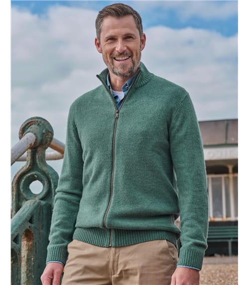 Mens Lambswool Lincoln Zipper Cardigan