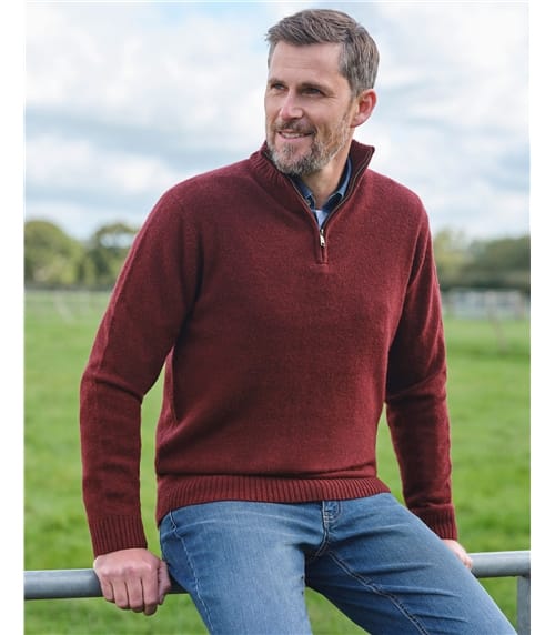 Mens Lambswool Zip Neck Jumper