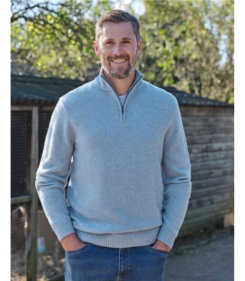 Mens Lambswool Zip Neck Jumper