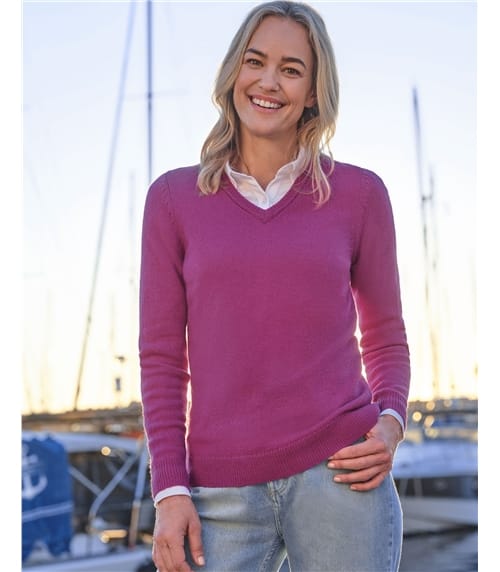 Pull à col V - Femme - Laine d’agneau certifiée 100% RWS