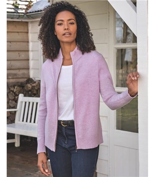 Cardigan ajusté à fermeture éclair - Femme - Laine d’agneau certifiée 100% RWS