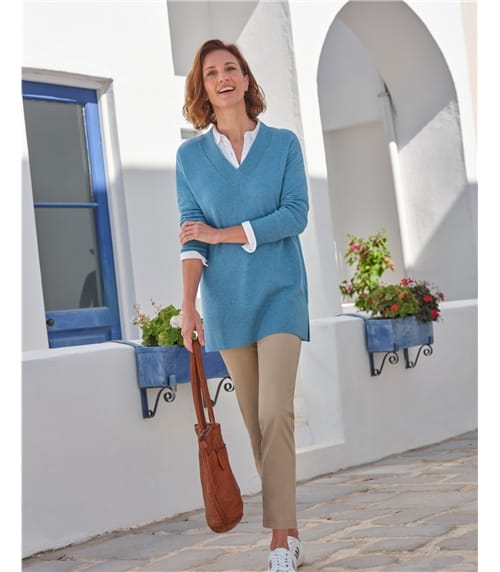 Cashmere Merino Deep V Neck Tunic