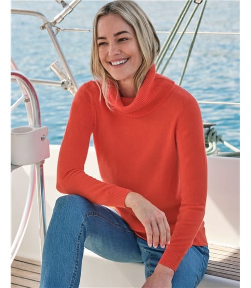 Pullover mit Wasserfallausschnitt aus Kaschmir und Merinowolle für Damen